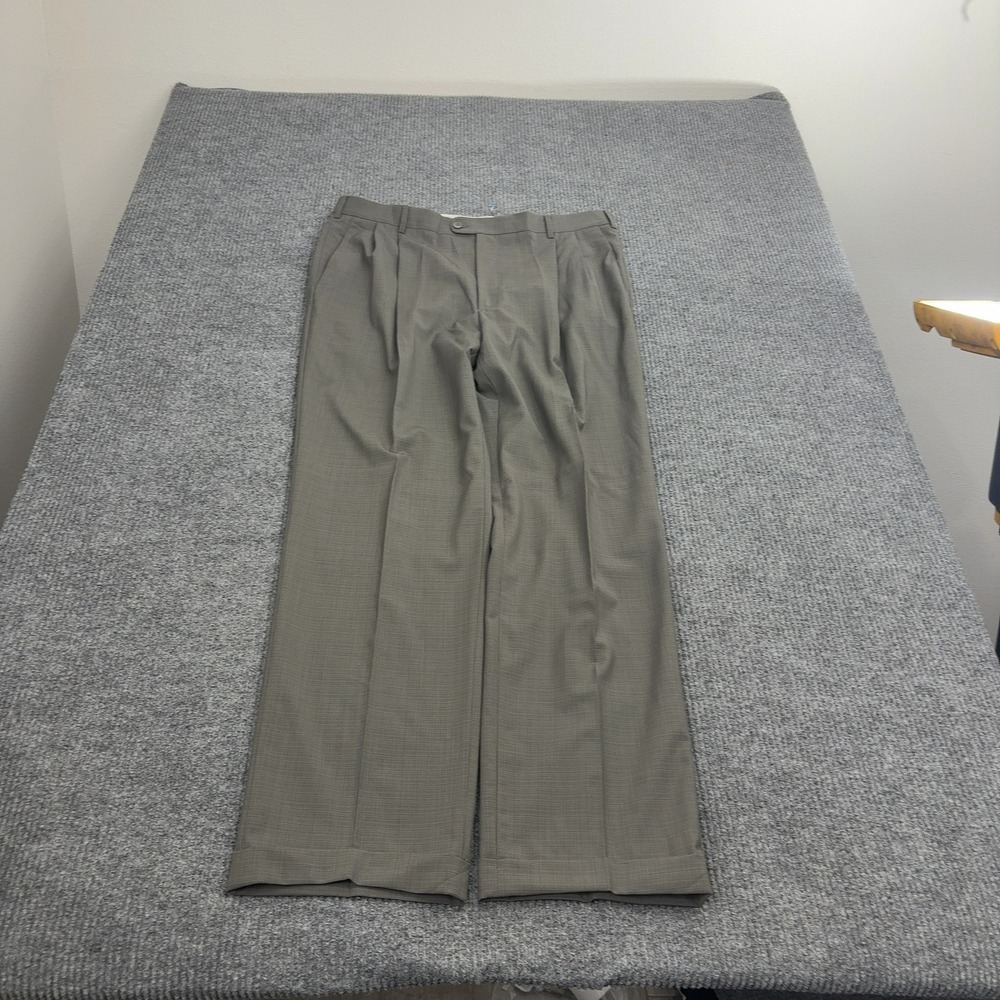 Zanella Dress Pants Mens 38 Grey Wool Pleated Bennett Cuffed Made in Italy Dress
